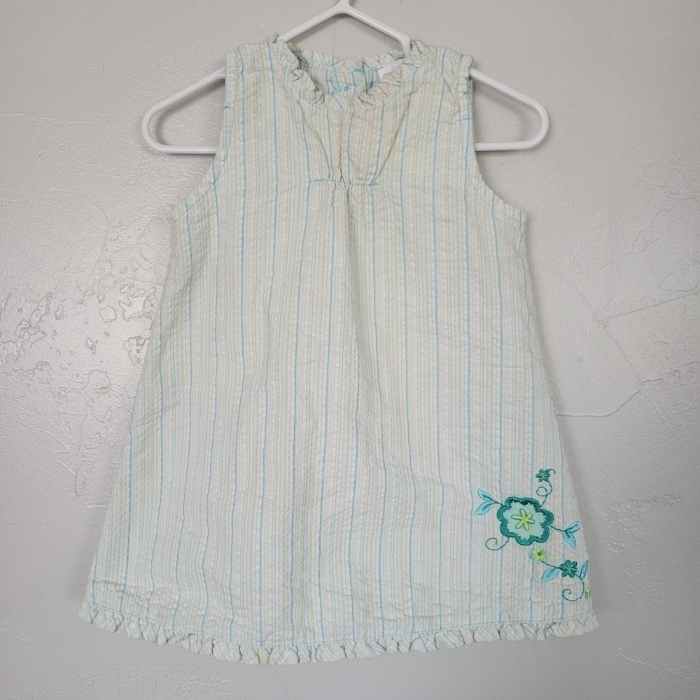 Carter's Kids Baby Girl 12-18 Months Tank Dress White Blue Green Stripe Floral